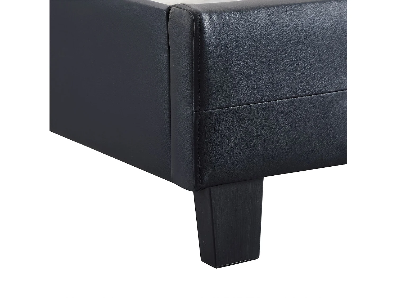 Lit simple pour adulte ou enfant TICO avec sommier 90x190 cm 1 place, tête et pied de lit capitonnés avec strass, synthétique noir