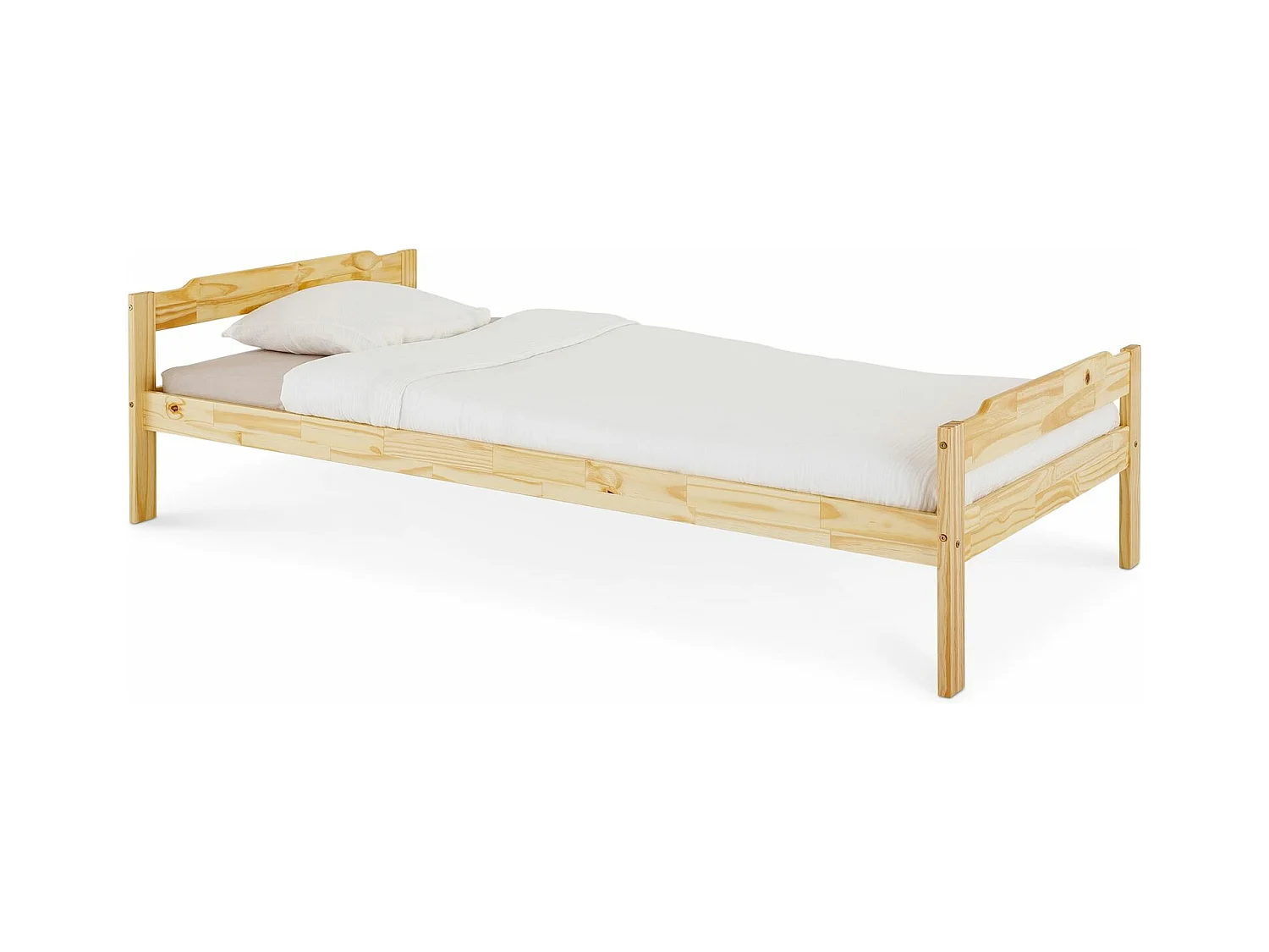 Lit simple 90 x 200 cm pin massif vernis naturel