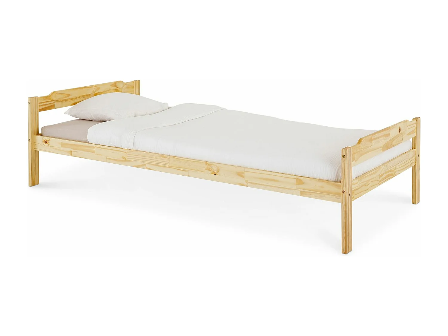 Lit simple 90 x 200 cm pin massif vernis naturel