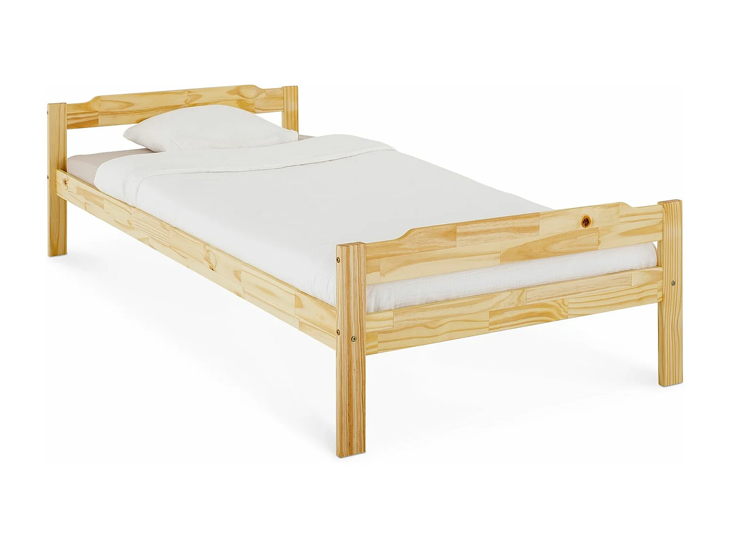 Lit simple 90 x 200 cm pin massif vernis naturel