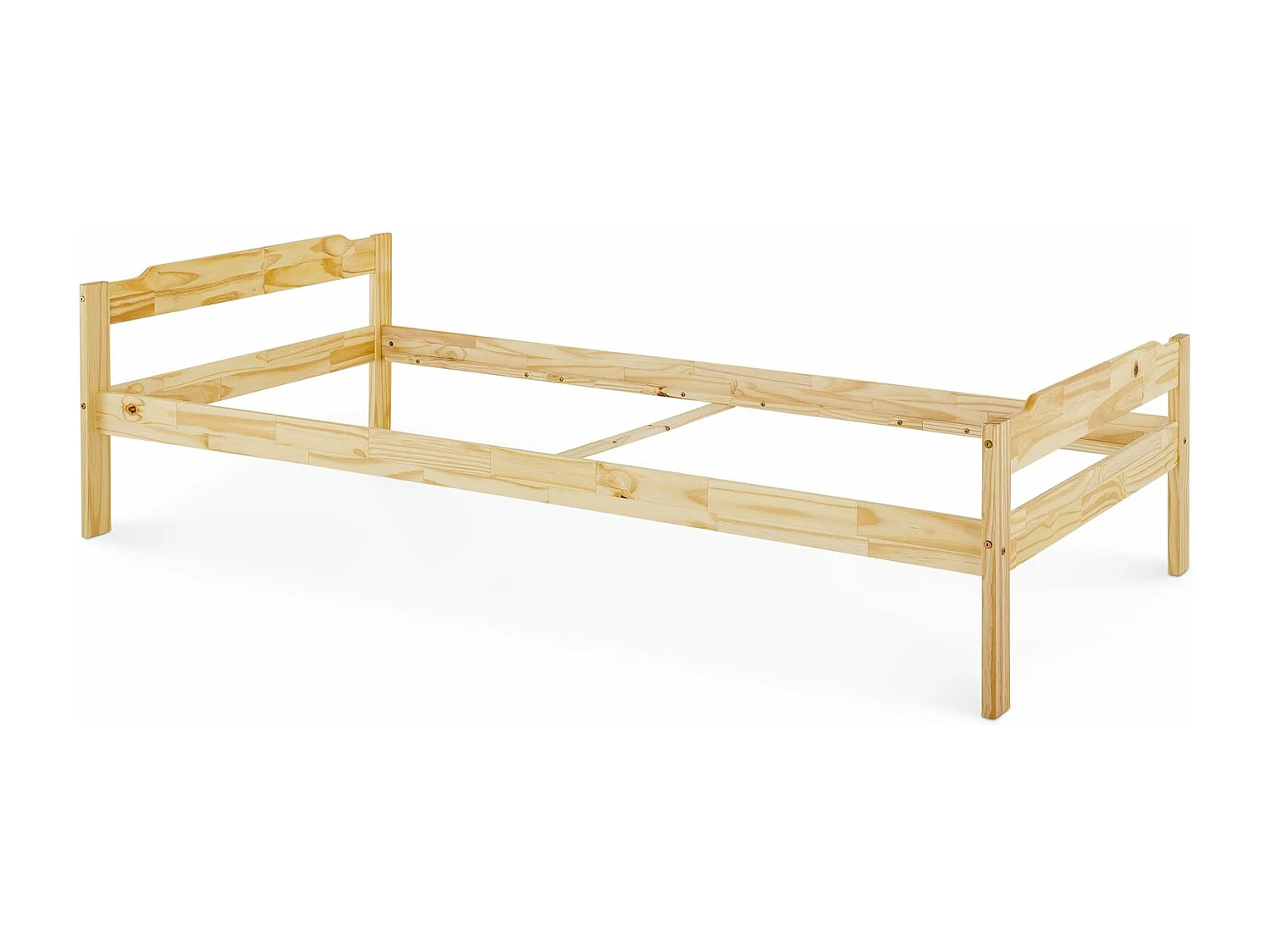 Lit simple 90 x 200 cm pin massif vernis naturel