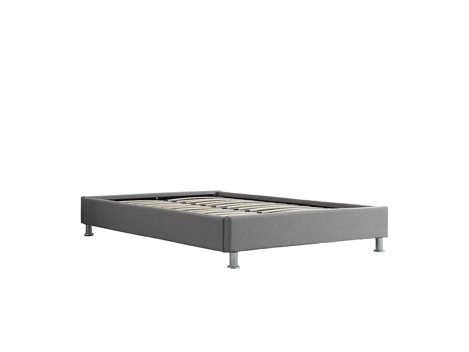 Lit futon simple pour adulte NIZZA 120x190 cm 1 place et demi / 1 personne, avec sommier et pieds en métal chromé, tissu gris