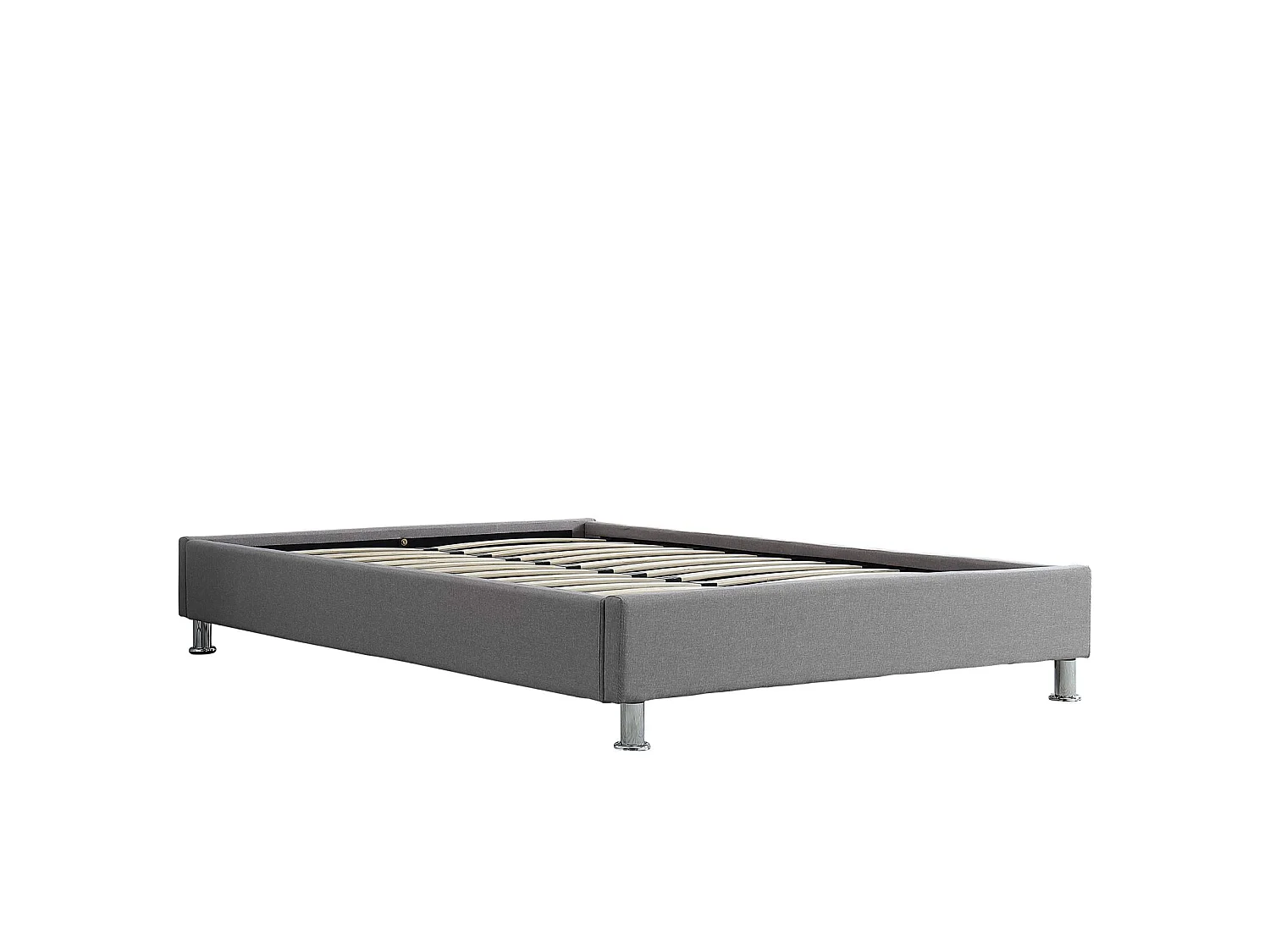Lit futon simple pour adulte NIZZA 120x190 cm 1 place et demi / 1 personne, avec sommier et pieds en métal chromé, tissu gris