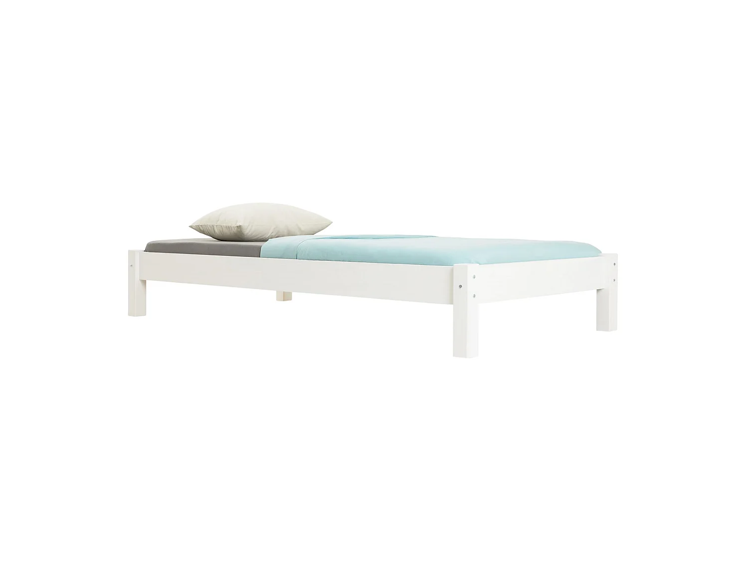Lit futon TAIFUN lit simple pour adulte et enfant 90 x 190 cm, en pin massif lasuré blanc