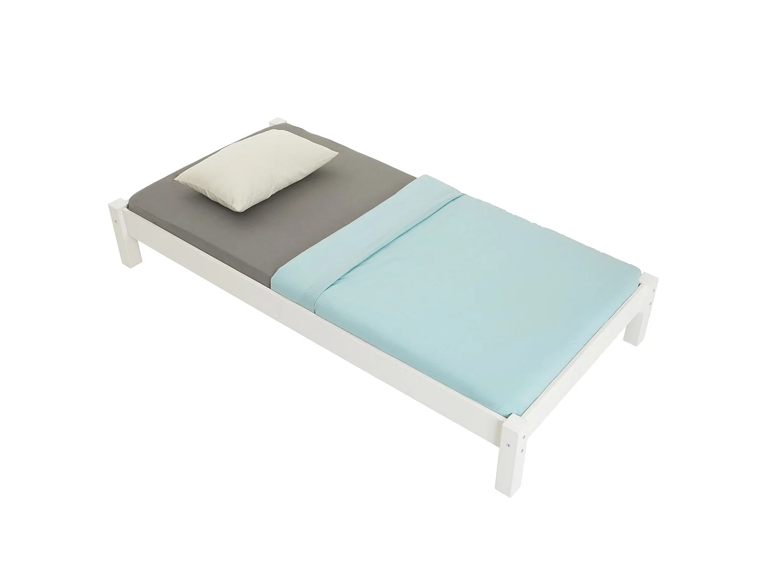 Lit futon TAIFUN lit simple pour adulte et enfant 90 x 190 cm, en pin massif lasuré blanc
