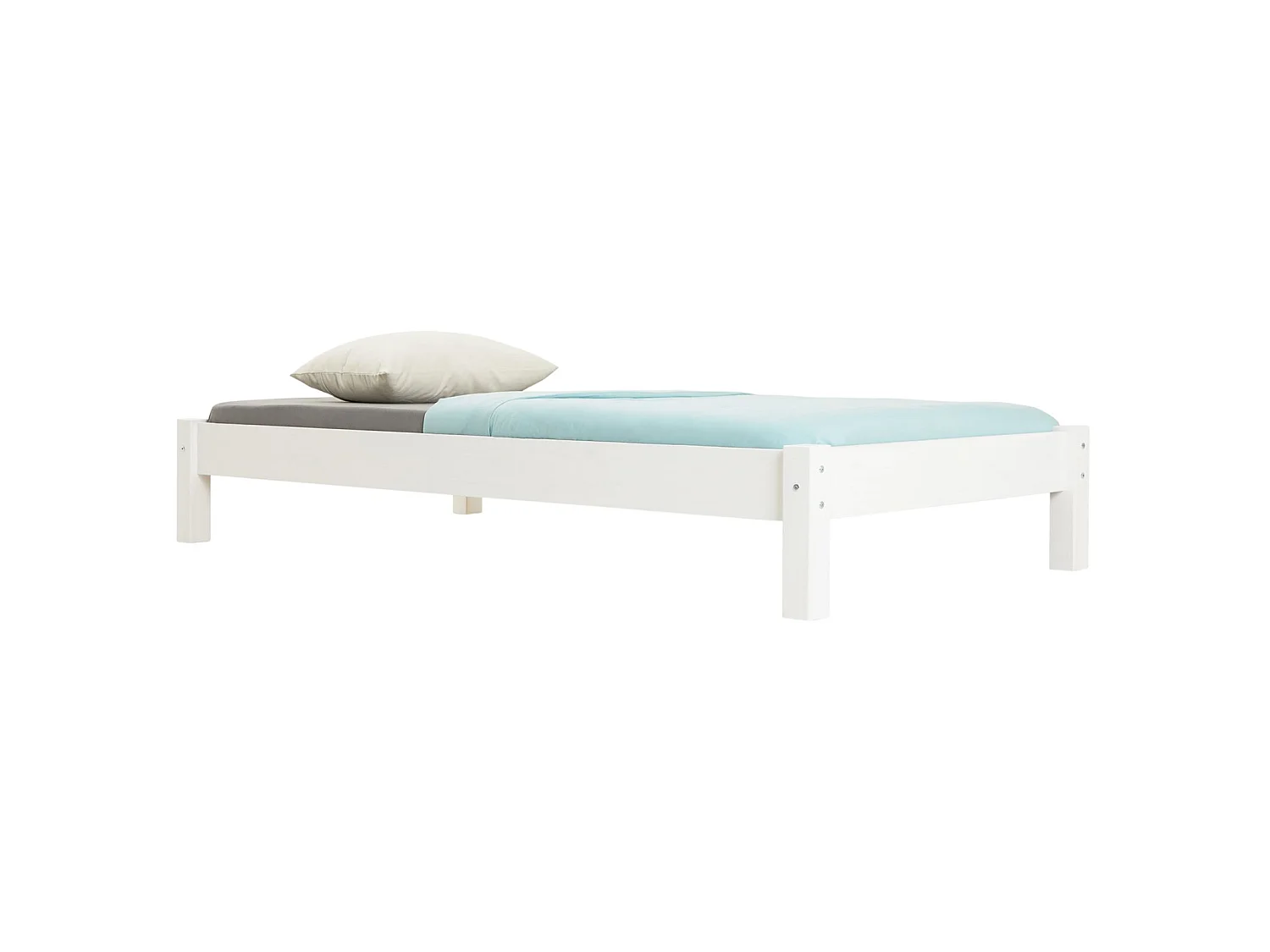 Lit futon TAIFUN lit simple pour adulte et enfant 90 x 190 cm, en pin massif lasuré blanc