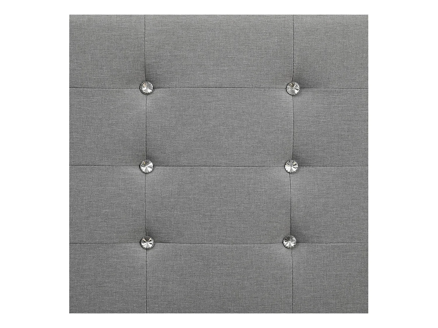 Lit simple pour adulte JOLIEN avec sommier 120x190 cm 1 place et demi, tête et pied de lit capitonnés avec strass, en tissu gris