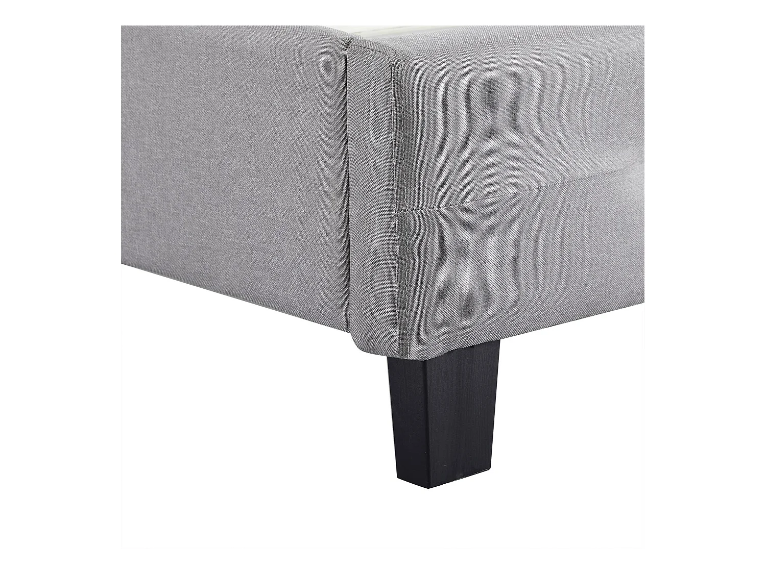 Lit double pour adulte MATHIEU avec sommier 140x190 cm 2 places / 2 personnes, tête et pied de lit capitonnés, en tissu gris