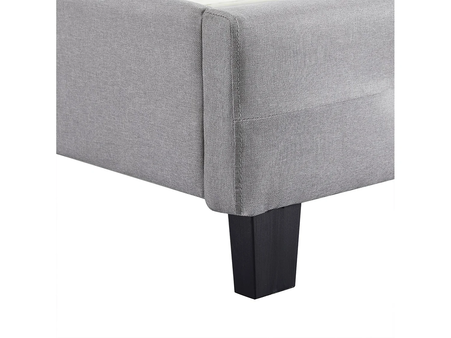 Lit double pour adulte MATHIEU avec sommier 140x190 cm 2 places / 2 personnes, tête et pied de lit capitonnés, en tissu gris