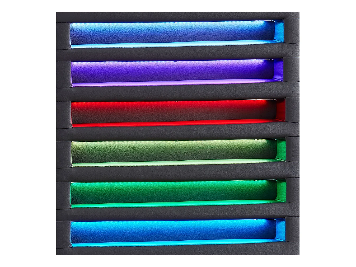 Lit LED simple 90x190 cm avec sommier, tête de lit confortable, lit 1 place revêtement synthétique noir, LUCENO