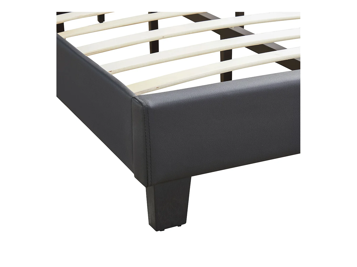 Lit LED simple 90x190 cm avec sommier, tête de lit réglable en hauteur, en synthétique noir, EVAN