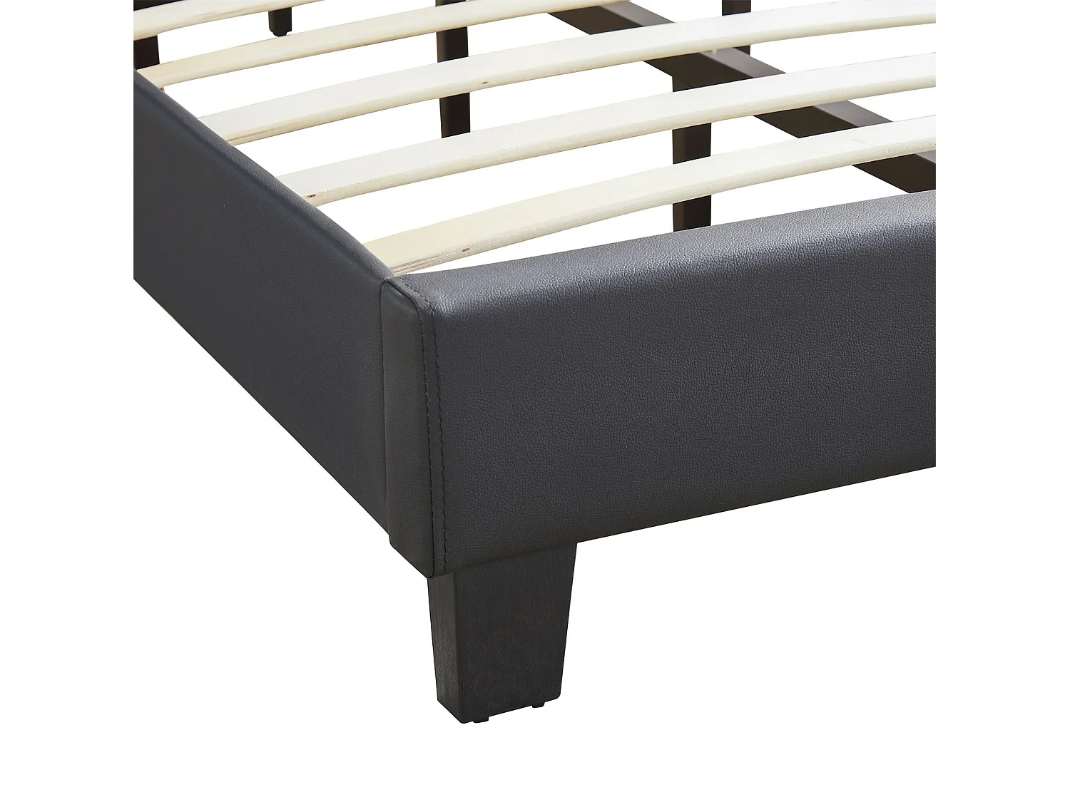 Lit LED simple 90x190 cm avec sommier, tête de lit réglable en hauteur, en synthétique noir, EVAN