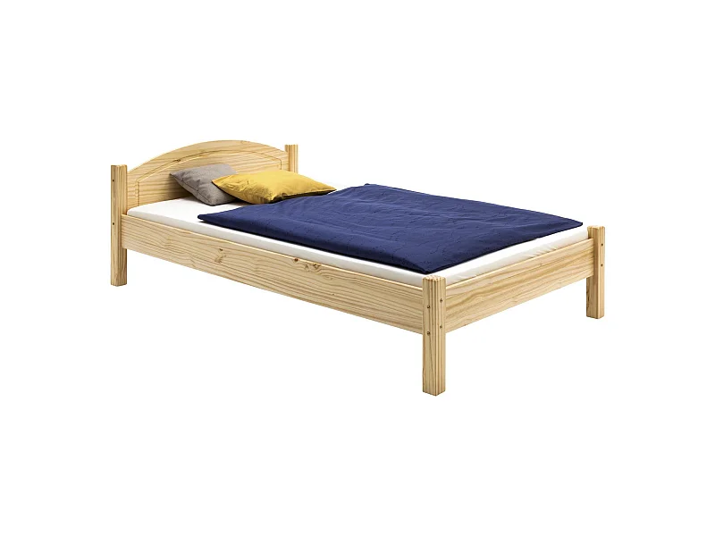 Lit en pin massif MARIE 100x200 cm lit simple pour enfant avec tête de lit, en vernis naturel