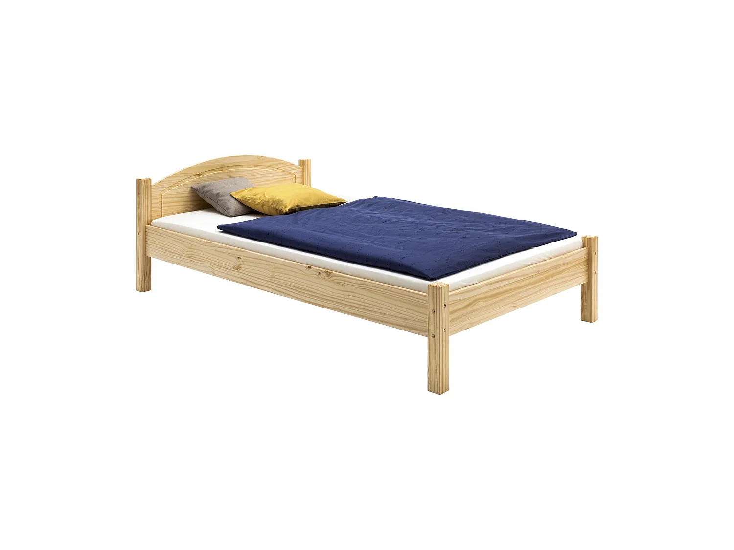 Lit en pin massif MARIE 100x200 cm lit simple pour enfant avec tête de lit, en vernis naturel