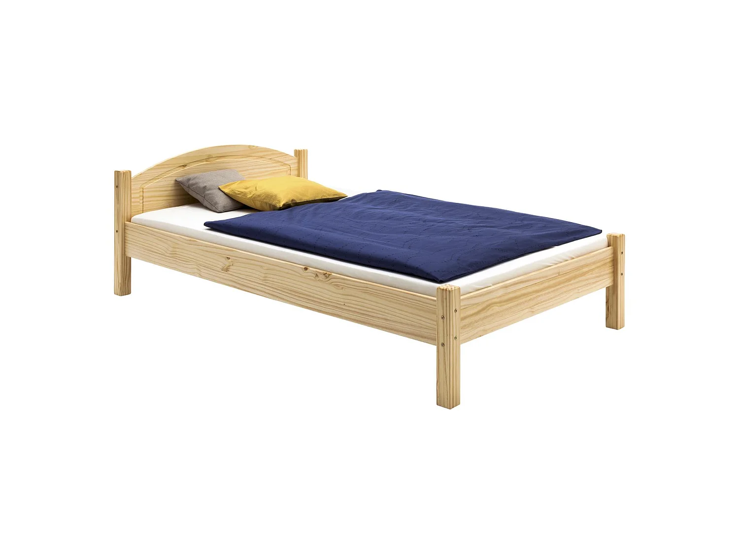 Lit en pin massif MARIE 100x200 cm lit simple pour enfant avec tête de lit, en vernis naturel