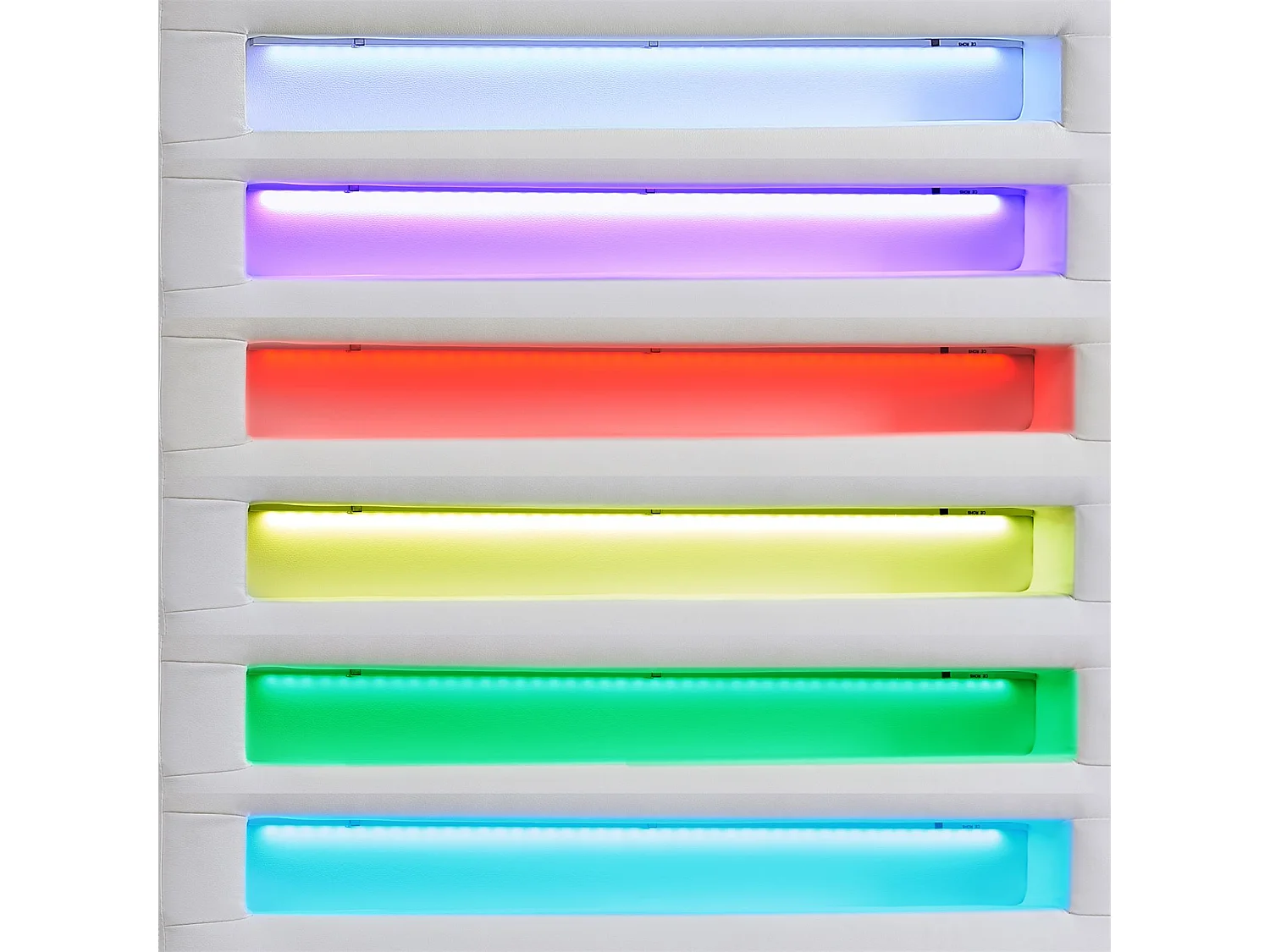 Lit LED simple 90x190 cm avec sommier, tête de lit confortable, lit 1 place revêtement synthétique blanc, LUCENO