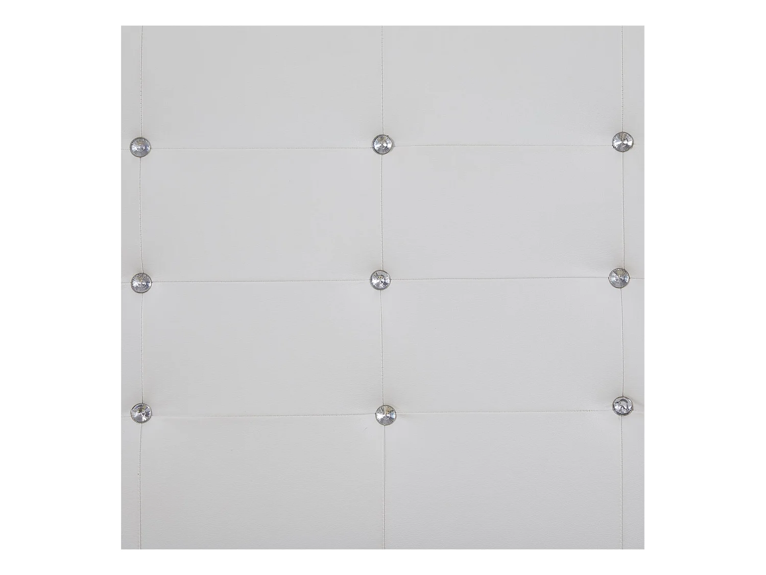 Lit double pour adulte JOSY avec sommier 140x190 cm 2 places, tête et pied de lit capitonnés avec strass, en synthétique blanc