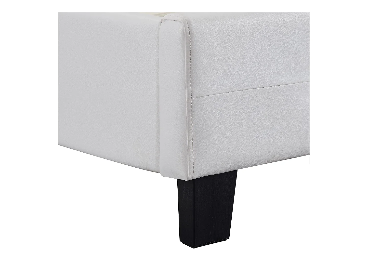 Lit double pour adulte JOSY avec sommier 140x190 cm 2 places, tête et pied de lit capitonnés avec strass, en synthétique blanc