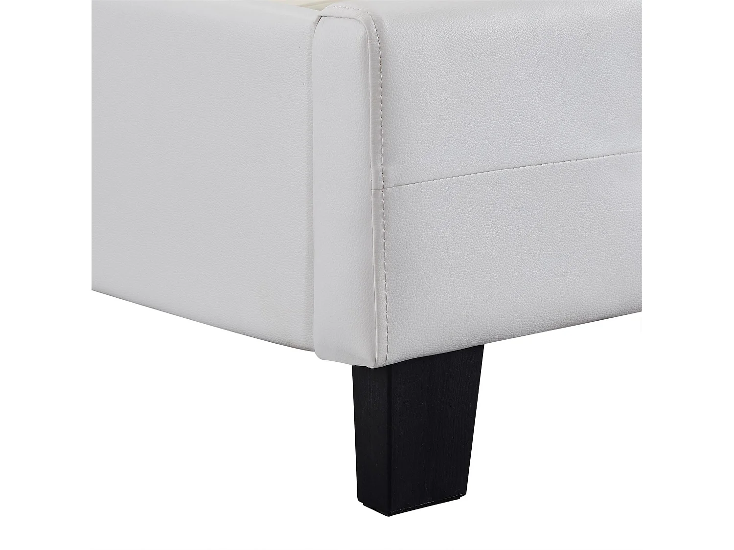 Lit double pour adulte JOSY avec sommier 140x190 cm 2 places, tête et pied de lit capitonnés avec strass, en synthétique blanc