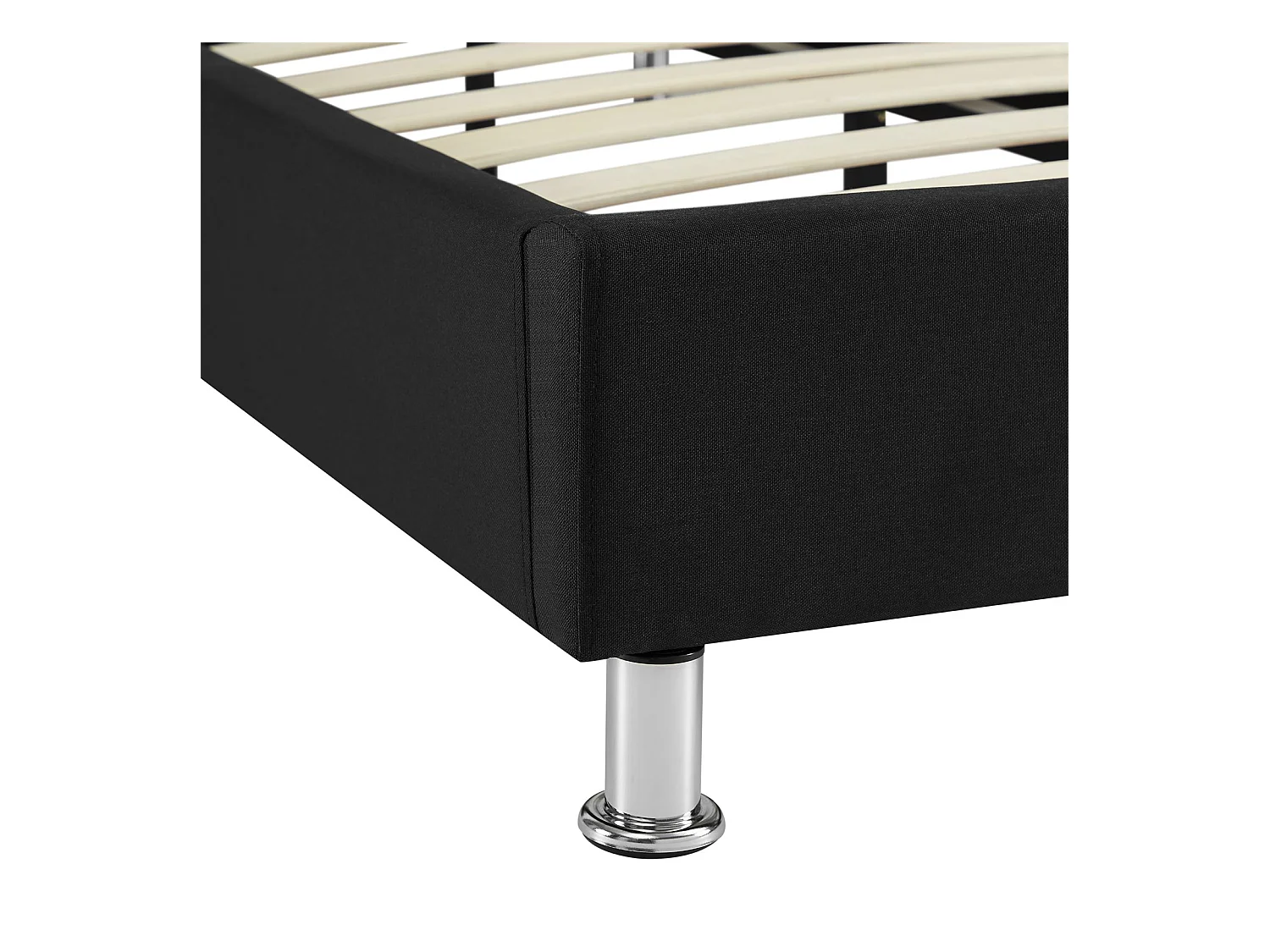 Lit futon simple pour adulte NIZZA 120x190 cm 1 place et demi / 1 personne, avec sommier et pieds en métal chromé, tissu noir