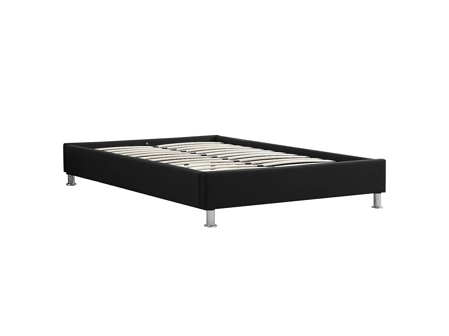 Lit futon simple pour adulte NIZZA 120x190 cm 1 place et demi / 1 personne, avec sommier et pieds en métal chromé, tissu noir