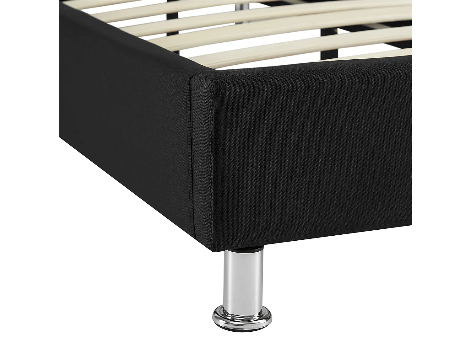 Lit futon simple pour adulte NIZZA 120x190 cm 1 place et demi / 1 personne, avec sommier et pieds en métal chromé, tissu noir