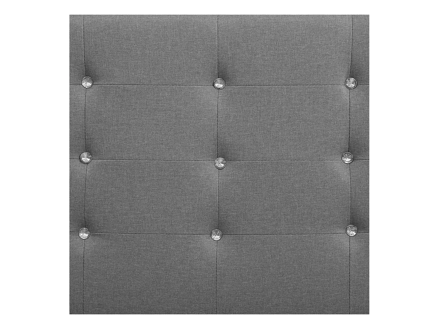 Lit simple pour adulte ou enfant TICO avec sommier 90x190 cm 1 place, tête et pied de lit capitonnés avec strass, en tissu gris