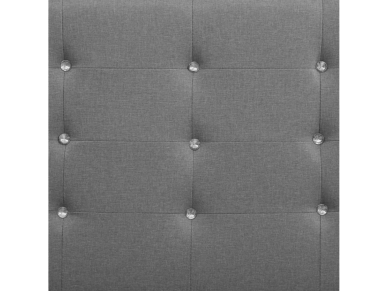 Lit simple pour adulte ou enfant TICO avec sommier 90x190 cm 1 place, tête et pied de lit capitonnés avec strass, en tissu gris