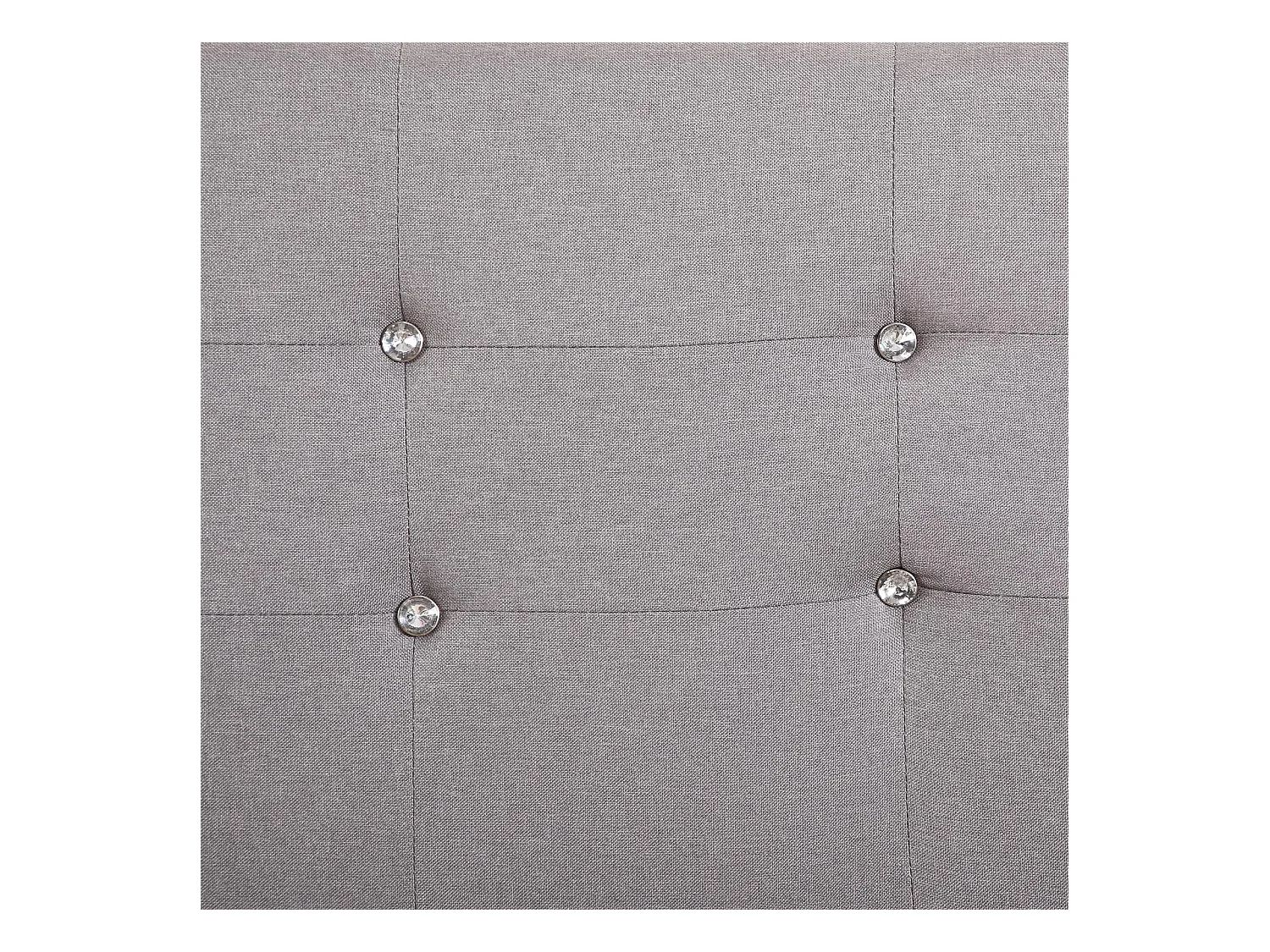 Lit double pour adulte JOSY avec sommier 140x190 cm 2 places / 2 personnes, tête et pied de lit capitonnés avec strass en tissu gris