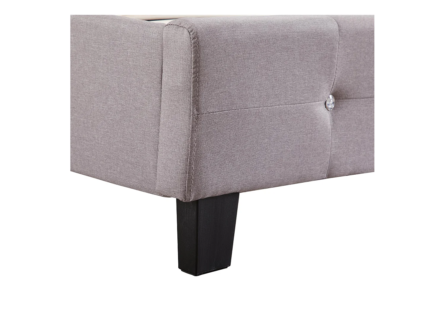 Lit double pour adulte JOSY avec sommier 140x190 cm 2 places / 2 personnes, tête et pied de lit capitonnés avec strass en tissu gris