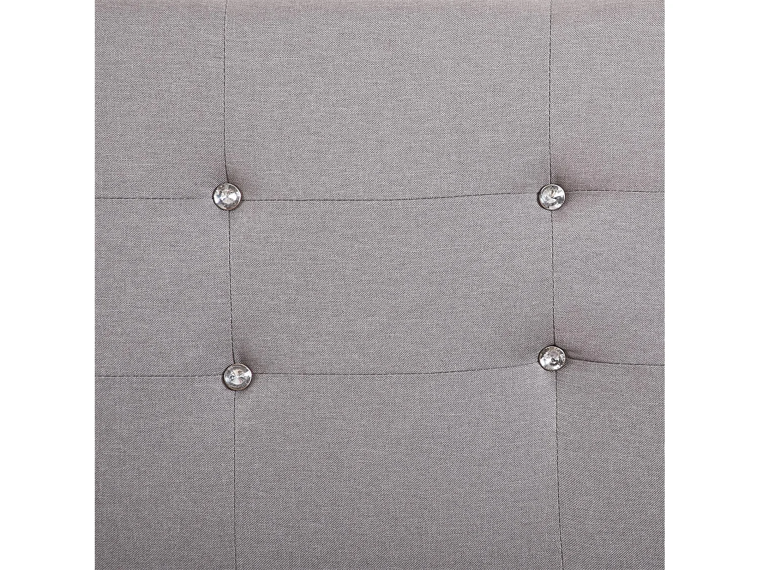 Lit double pour adulte JOSY avec sommier 140x190 cm 2 places / 2 personnes, tête et pied de lit capitonnés avec strass en tissu gris