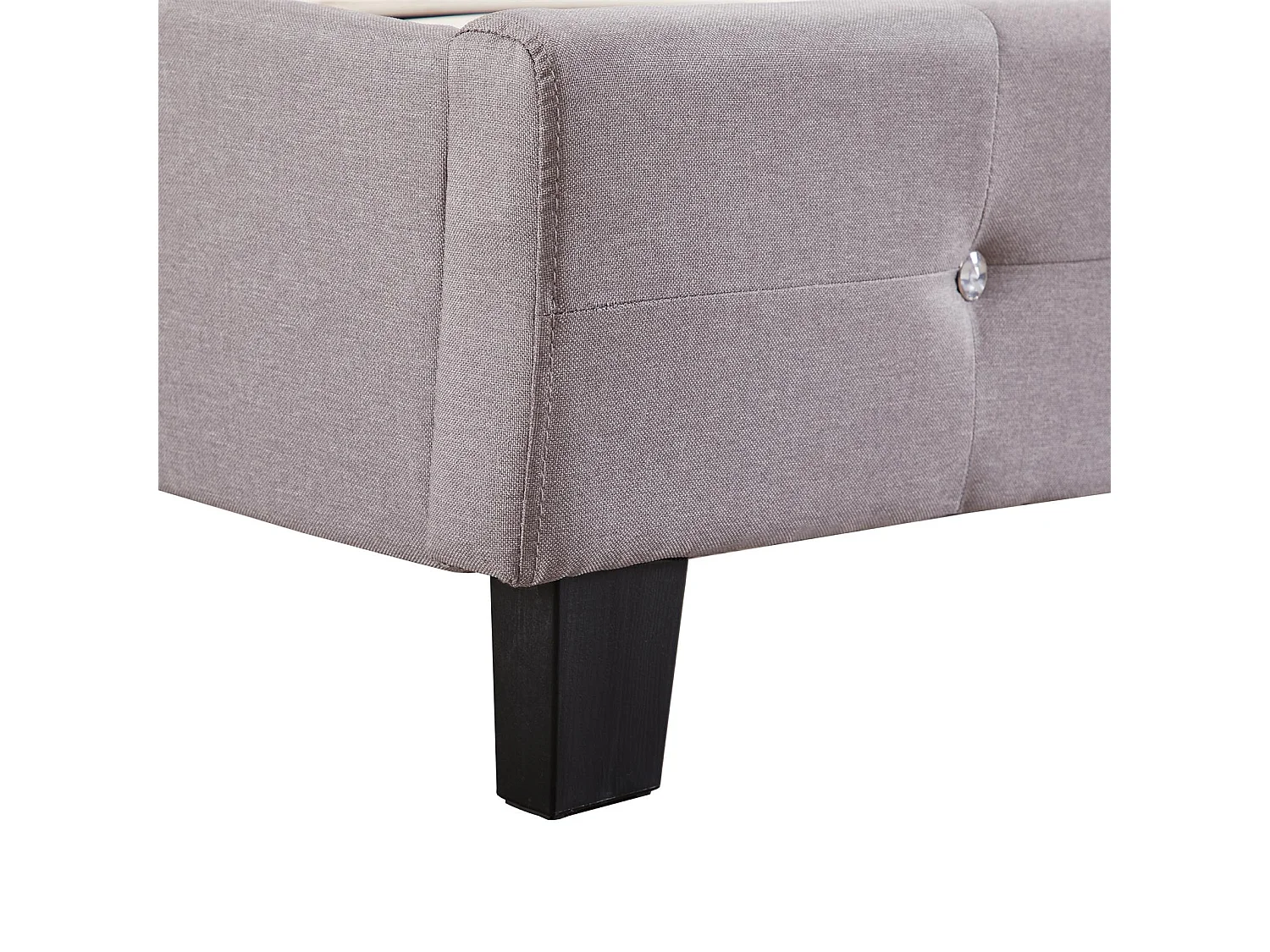 Lit double pour adulte JOSY avec sommier 140x190 cm 2 places / 2 personnes, tête et pied de lit capitonnés avec strass en tissu gris