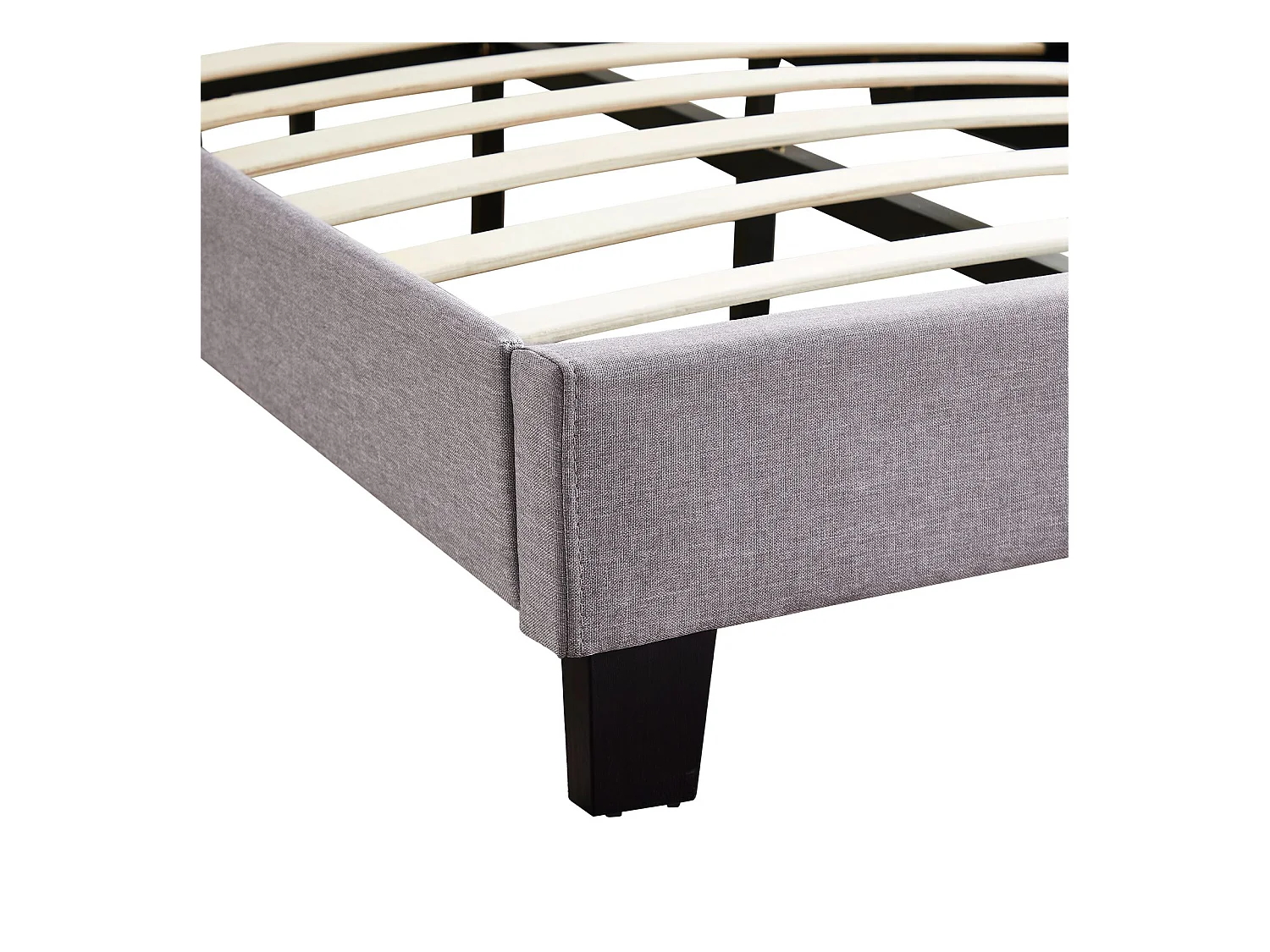 Lit LED simple 90x190 cm avec sommier, tête de lit réglable en hauteur, en tissu gris, AUSTIN