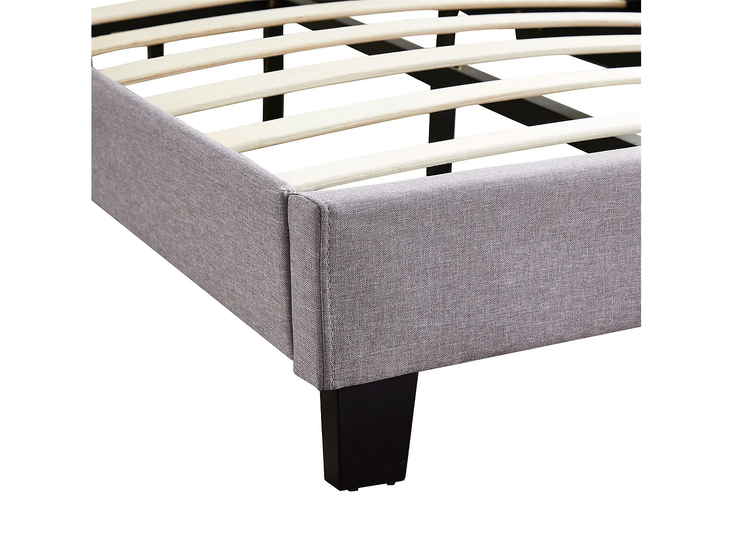 Lit LED simple 90x190 cm avec sommier, tête de lit réglable en hauteur, en tissu gris, AUSTIN