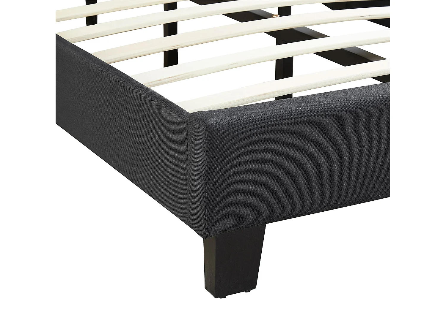 Lit LED simple 90x190 cm avec sommier, tête de lit réglable en hauteur, en tissu noir, AUSTIN