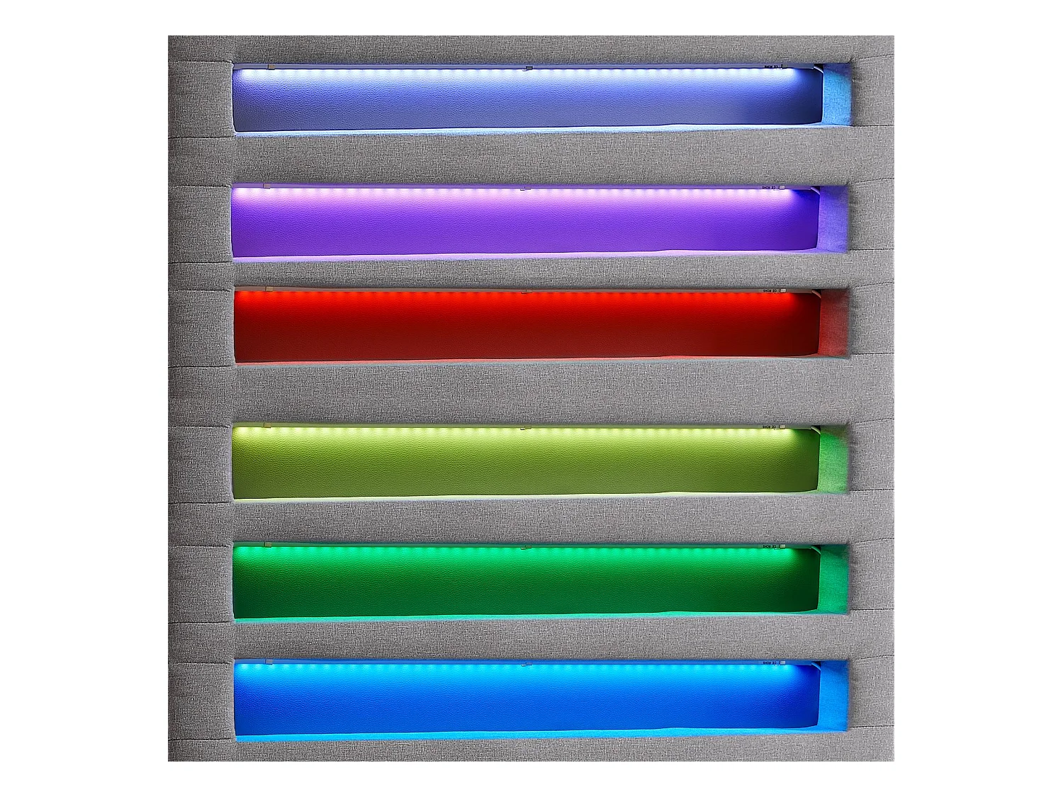 Lit LED simple 90x190 cm avec sommier, tête de lit confortable, lit 1 place revêtement en tissu gris, MOLINA