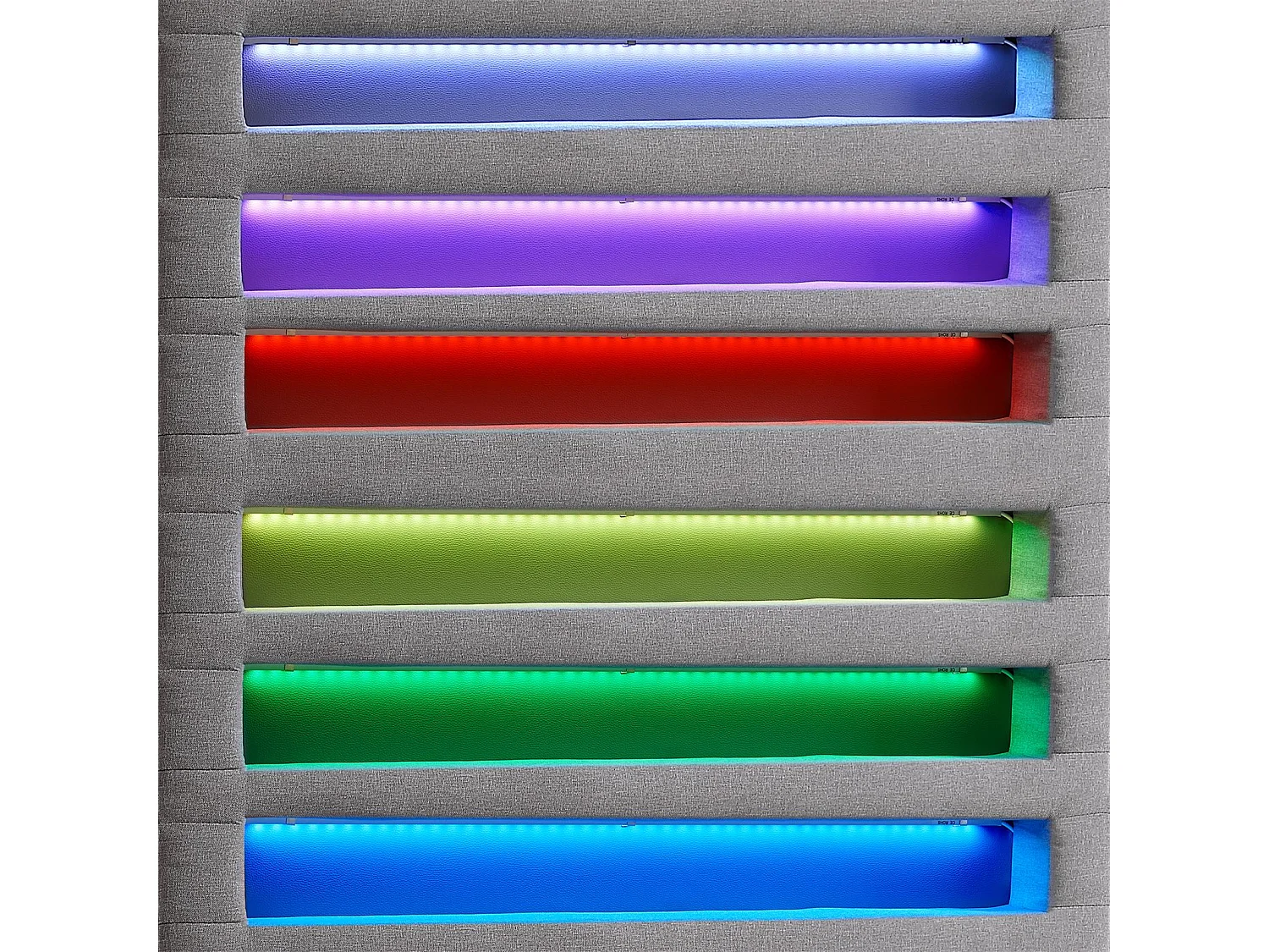 Lit LED simple 90x190 cm avec sommier, tête de lit confortable, lit 1 place revêtement en tissu gris, MOLINA