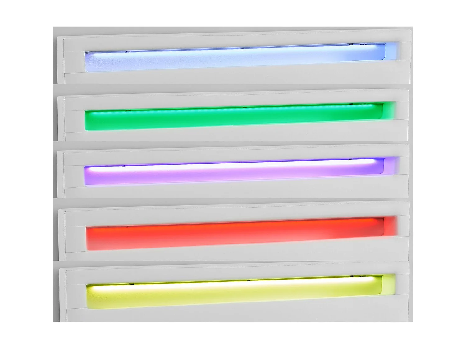 Lit LED double 140x190 cm avec sommier, tête de lit confortable, lit 1 place revêtement en tissu blanc, RIOJA