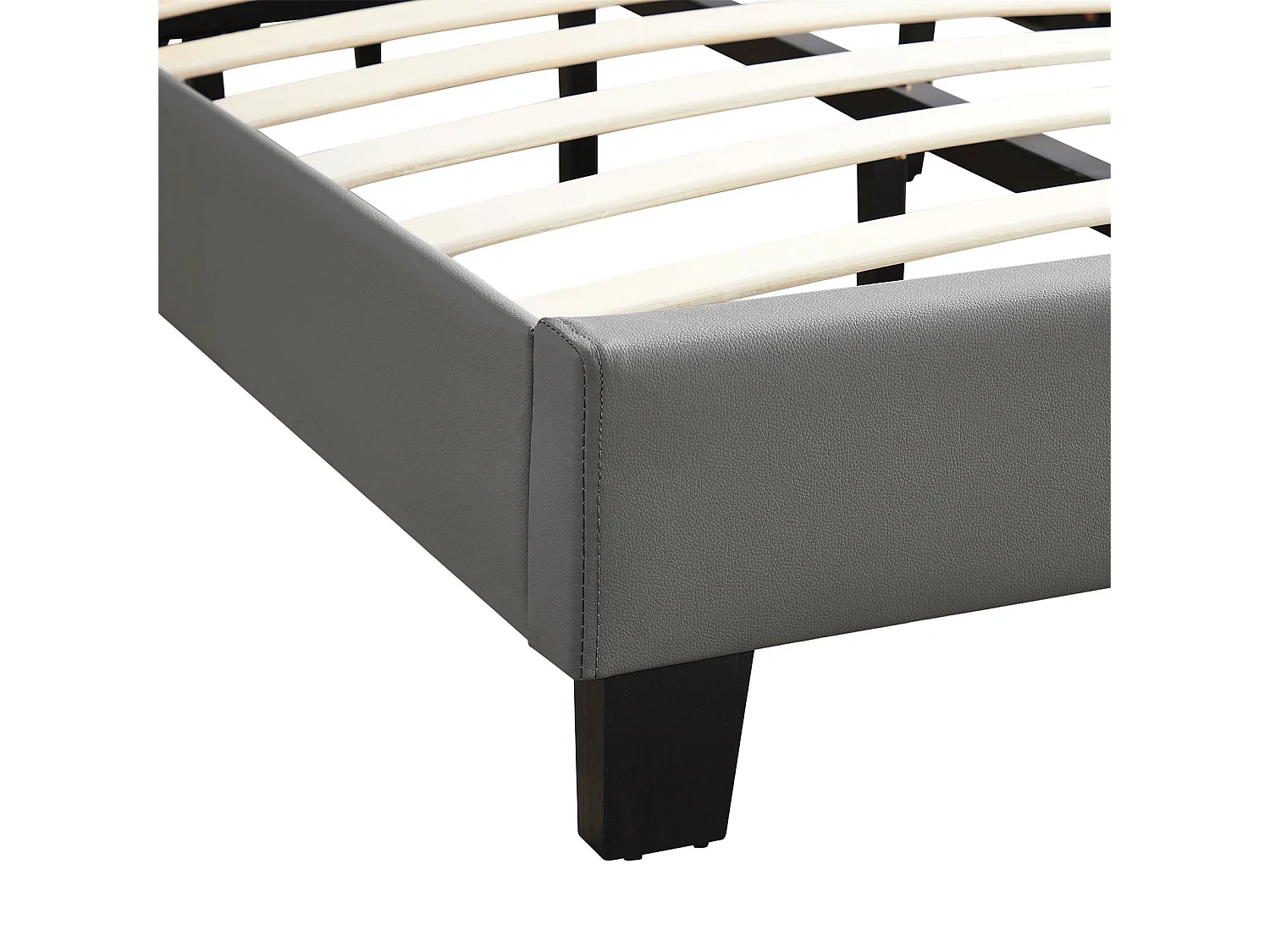 Lit LED simple 90x190 cm avec sommier, tête de lit réglable en hauteur, en synthétique gris, EVAN