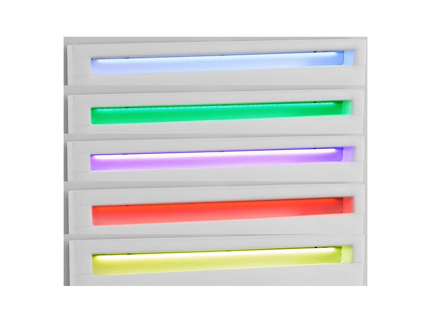 Lit LED double 140x190 cm avec sommier, tête de lit confortable, lit 1 place revêtement synthétique blanc, PINOT