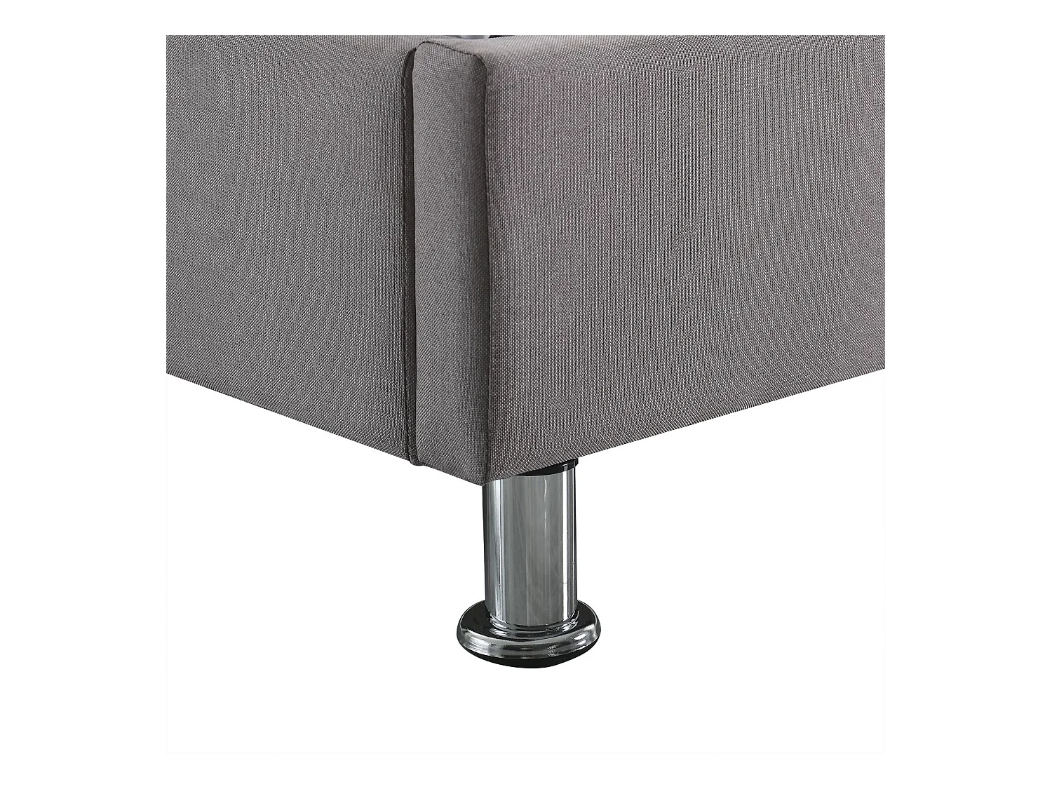 Lit futon double pour adulte NIZZA king size 180x200 cm 2 places / 2 personnes, avec sommier et pieds métal chromé, tissu gris