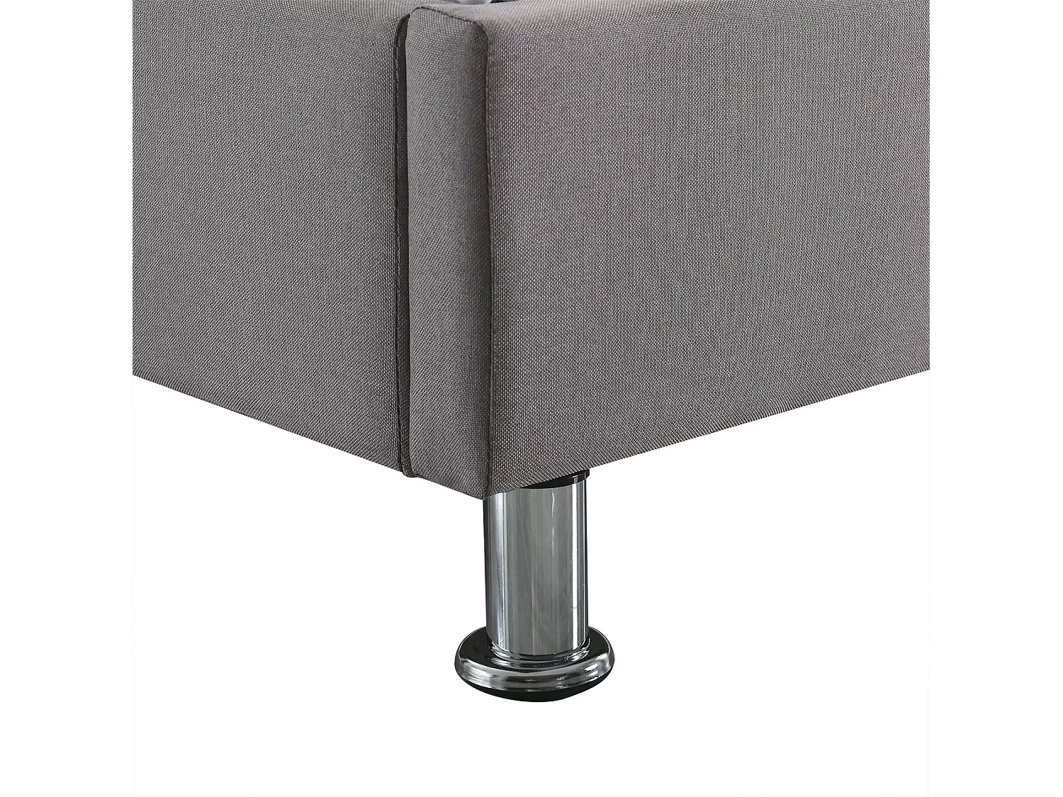 Lit futon double pour adulte NIZZA king size 180x200 cm 2 places / 2 personnes, avec sommier et pieds métal chromé, tissu gris