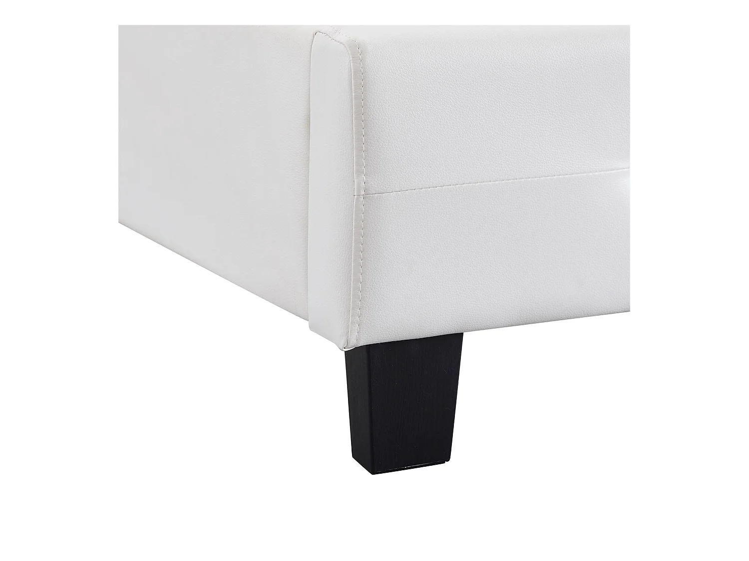 Lit simple pour adulte ou enfant TICO avec sommier 90x190 cm 1 place, tête et pied de lit capitonnés avec strass synthétique blanc