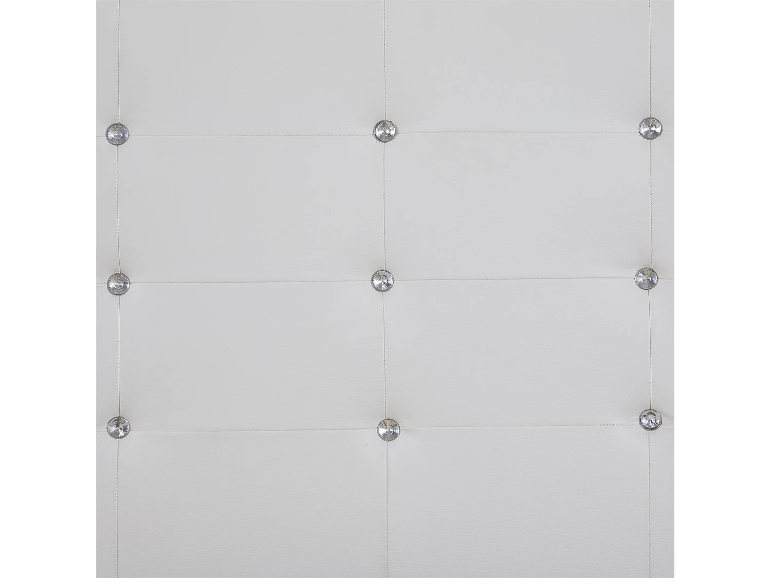 Lit simple pour adulte ou enfant TICO avec sommier 90x190 cm 1 place, tête et pied de lit capitonnés avec strass synthétique blanc