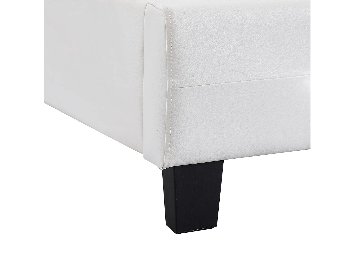 Lit simple pour adulte ou enfant TICO avec sommier 90x190 cm 1 place, tête et pied de lit capitonnés avec strass synthétique blanc