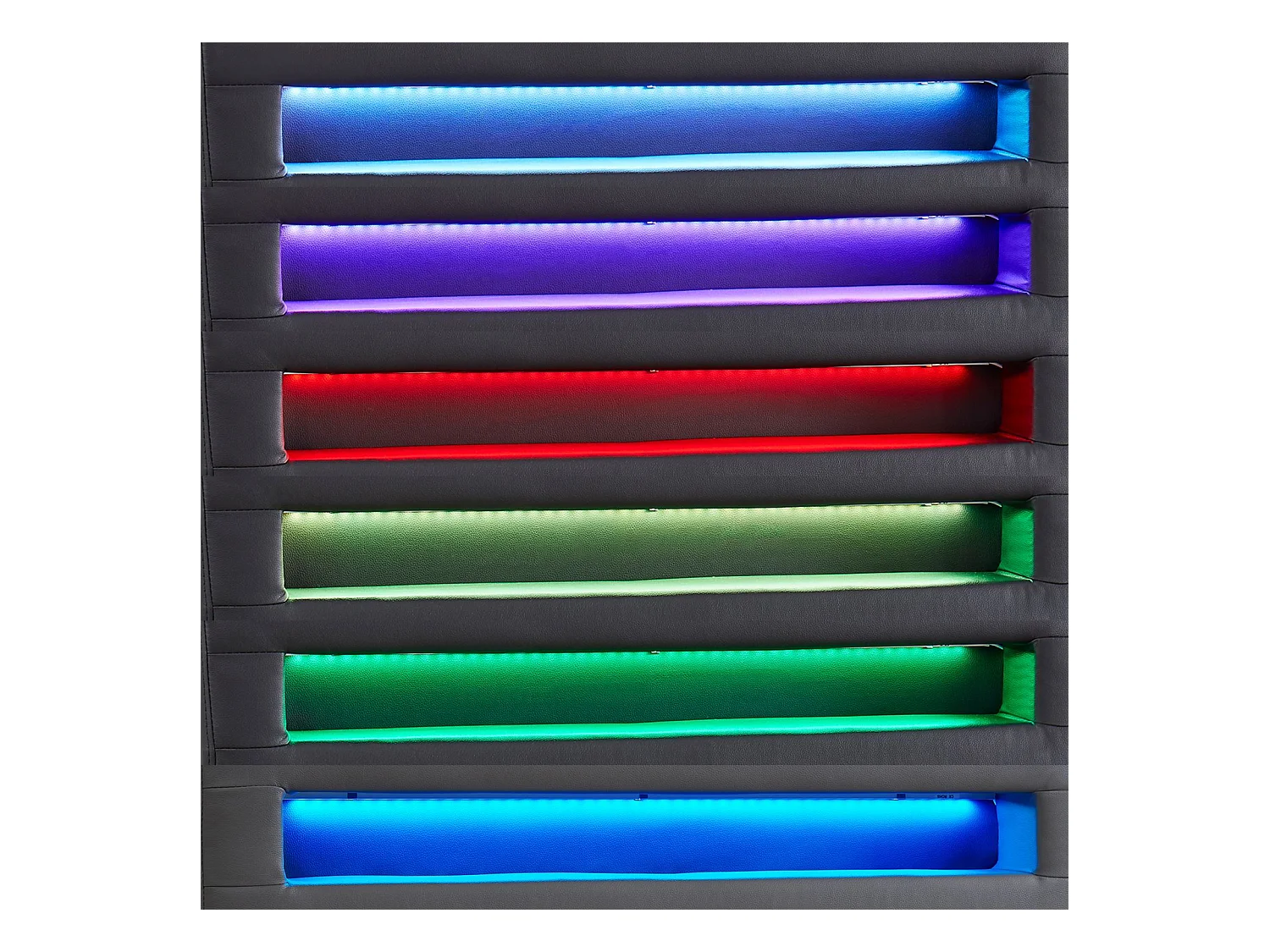 Lit LED simple 90x190 cm avec sommier, tête de lit confortable, lit 1 place revêtement synthétique gris, LUCENO