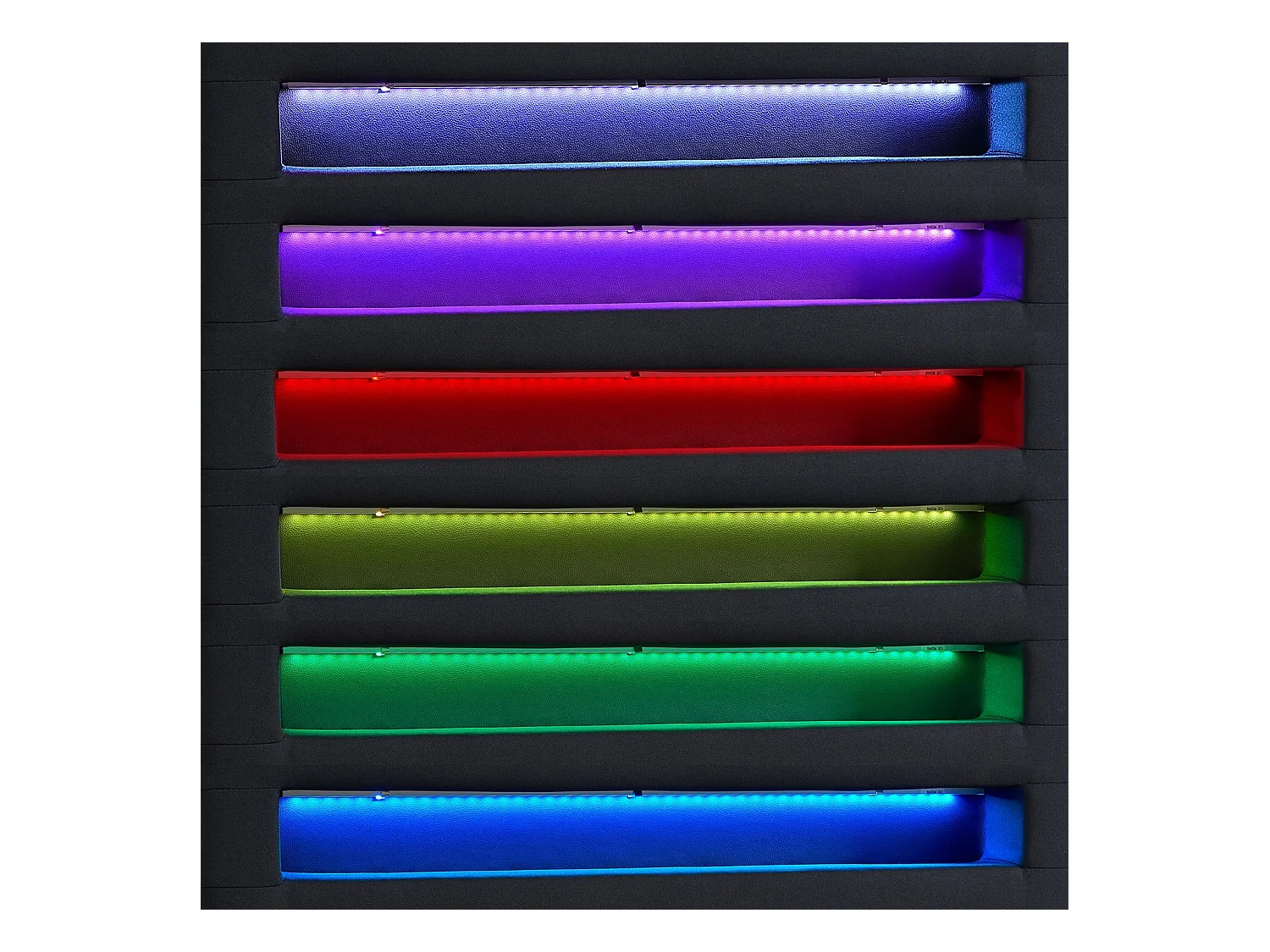 Lit LED simple 90x190 cm avec sommier, tête de lit confortable, lit 1 place revêtement en tissu noir, MOLINA