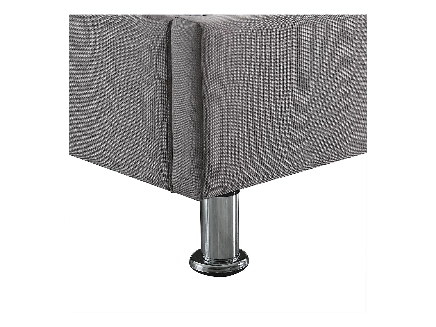 Lit futon double pour adulte NIZZA 140x190 cm 2 places / 2 personnes, avec sommier et pieds en métal chromé, tissu gris