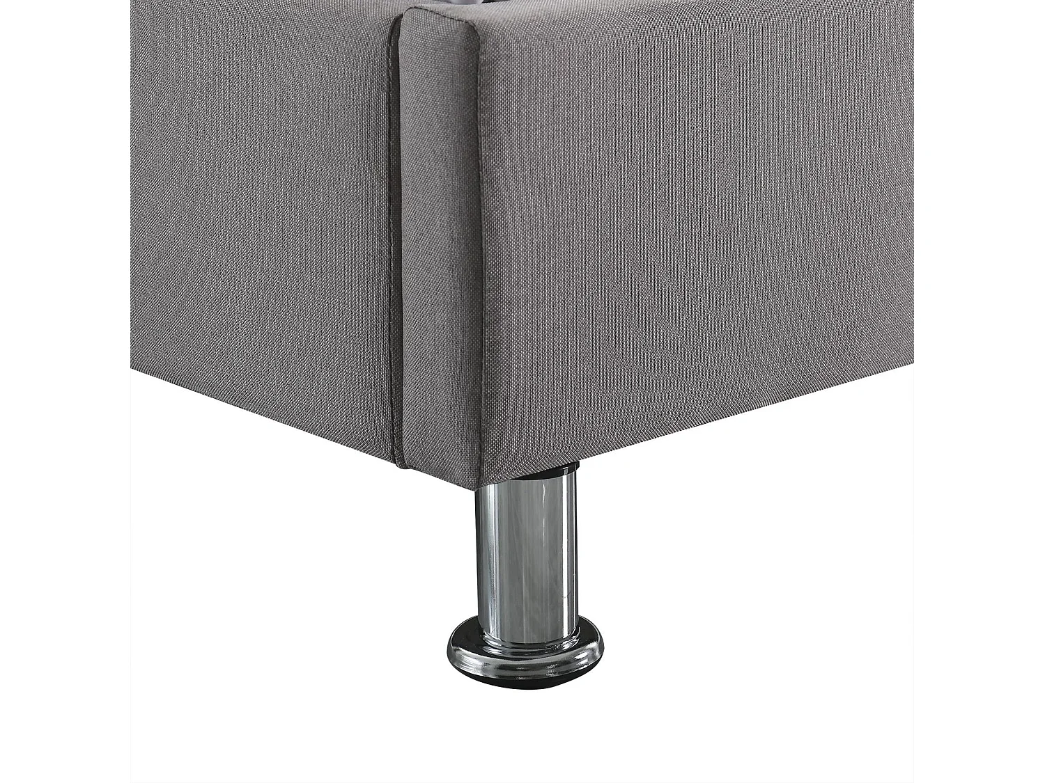 Lit futon double pour adulte NIZZA 140x190 cm 2 places / 2 personnes, avec sommier et pieds en métal chromé, tissu gris