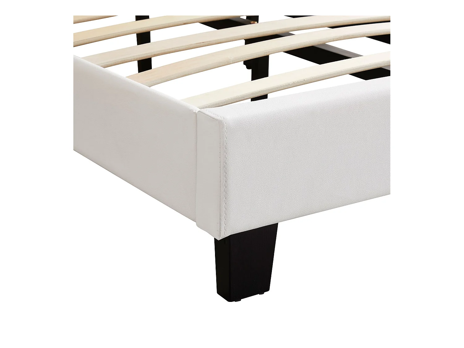 Lit LED simple 90x190 cm avec sommier, tête de lit réglable en hauteur, en synthétique blanc, EVAN